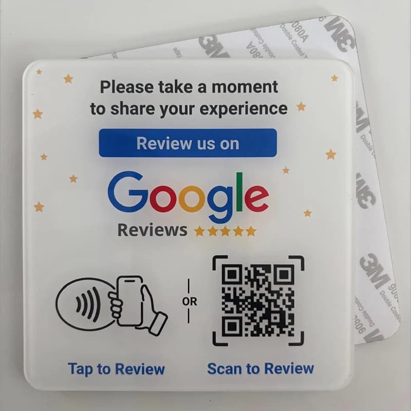 Google Review QR Code Sign Social Media NFC Acrylic Plate With Adhesive Boost Customer Feedback with Tap & Scan QR Code Plaque