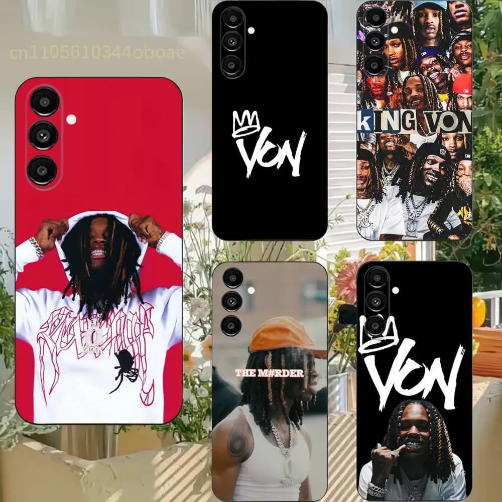 Raper K-King Von Phone Case For Samsung S25,24,21,22,23,20,S30,Ultra,Plus,Fe,Lite,Note,5G Black Soft
