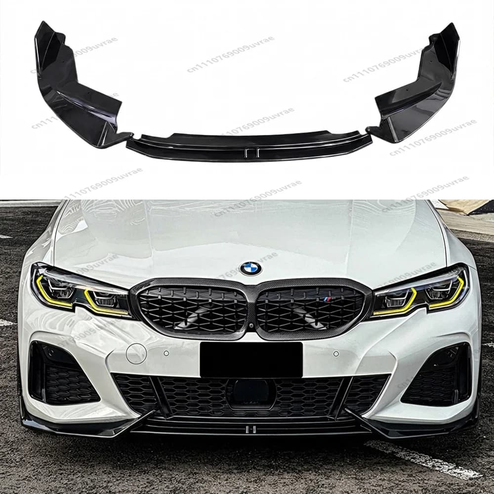 For BMW 3 Series G20 G21 M-Sport 2019-2022 Pre-LCI Front Bumper Lip Ad Style Glossy Black Spolier Splitter Car Body Kit Tuning