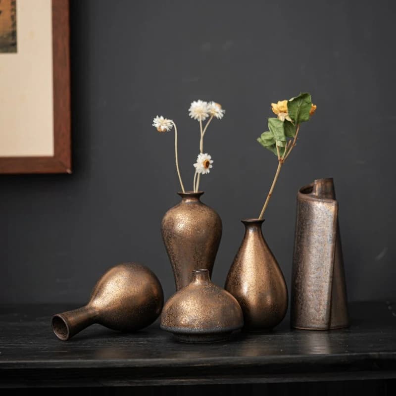 1Pcs Ceramic Vase Flower Decoration Vase Retro Style Flower Grass Indoor Living Room Dining Table Office Home Decoration
