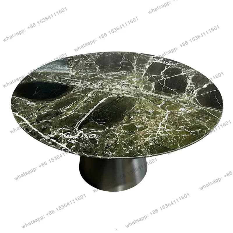 High-end luxury stone round dining table without turntable marble round dining table