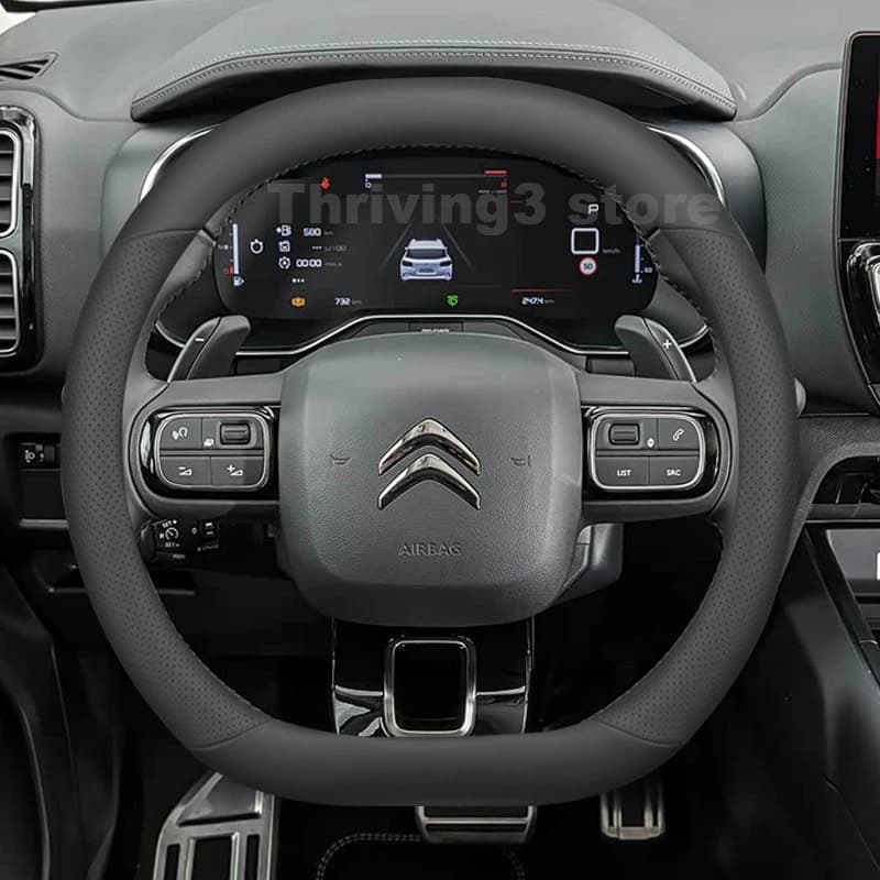 Leather Car Steering Wheel Cover For Citroen C5 AIRCROSS C5 X 2022-2025 Auto Steering Wheel Citroen c5 aircross 2025 Accessories