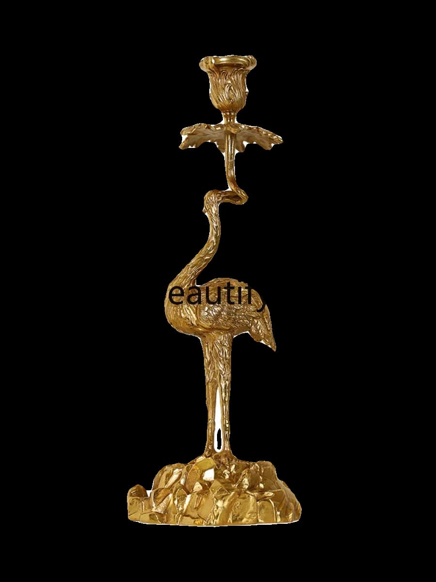 Q181 French retro luxury all-copper decoration villa living room dewaxing copper craft crane ornament