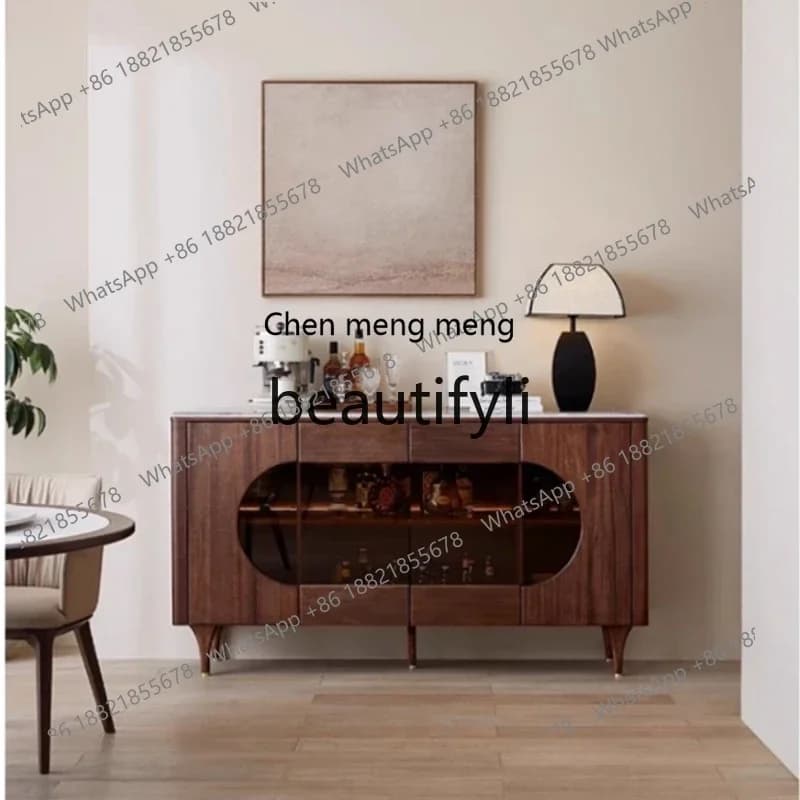 G Walnut solid wood dining side cabinet integrated against the wall living room wine cabinet dining room storage cabinet