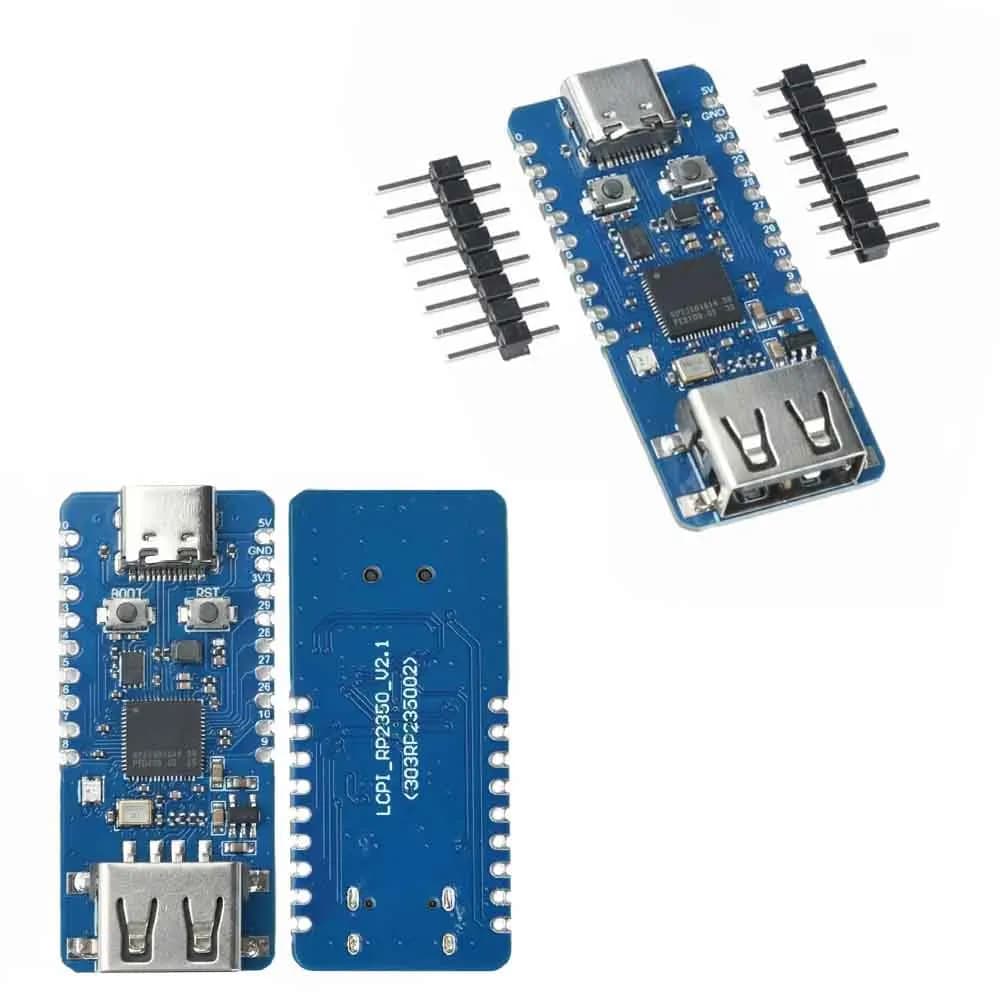 MCU Board RP2350A Type-C Powered USB-A Expansion W25Q16 Flash BOOT Reset Buttons Compact Half-hole Embedded Controller Module