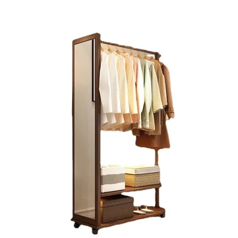 JZ-6 Home Full-Length Mirror Mobile Coat Rack Mirror Integrated Floor Mirror