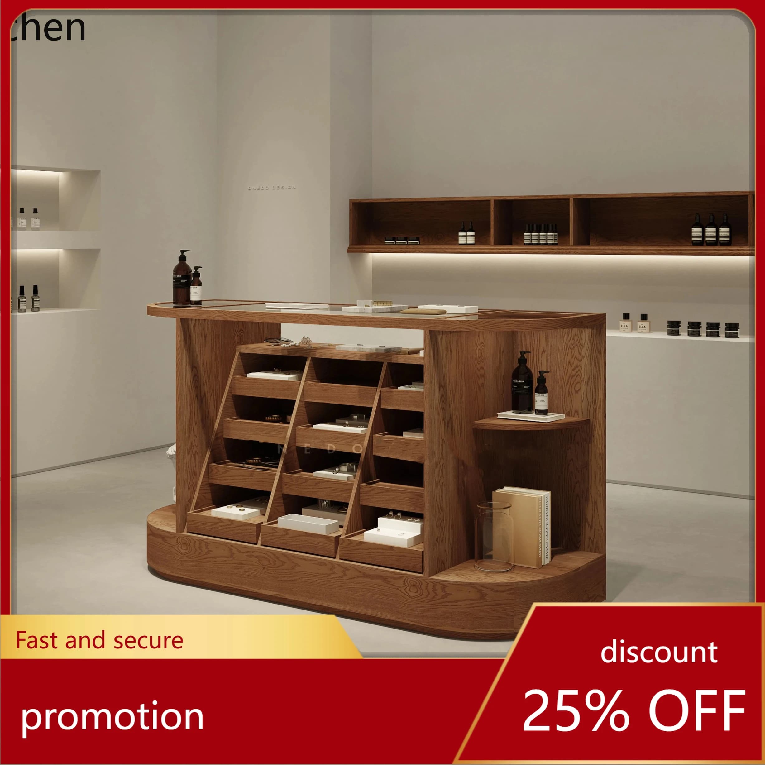 HT multi-layer multi-grid arc middle island display cabinet clothing store middle island cabinet jewelry store display cabinet