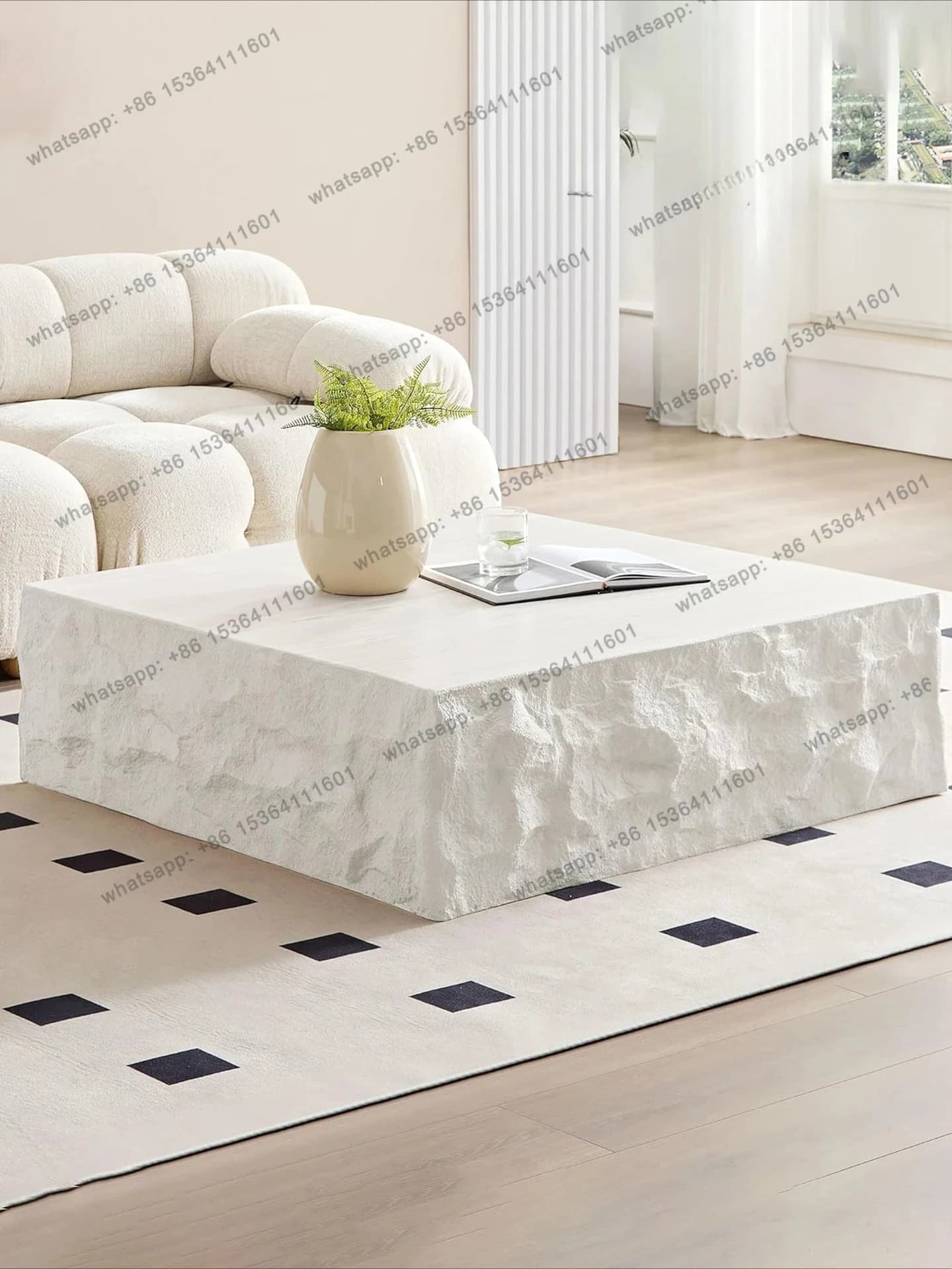 New modern simple living room coffee table, home Italian designer high-end cave stone square