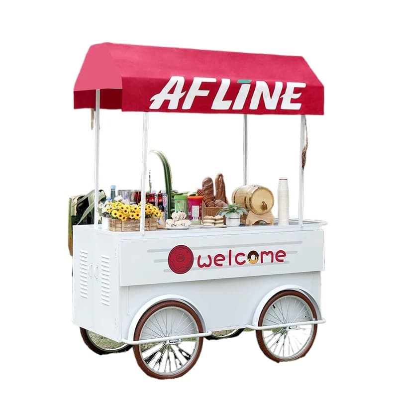 Shopping mall wrought iron flower car sales truck mobile booth trolley night market stall sales promotion display