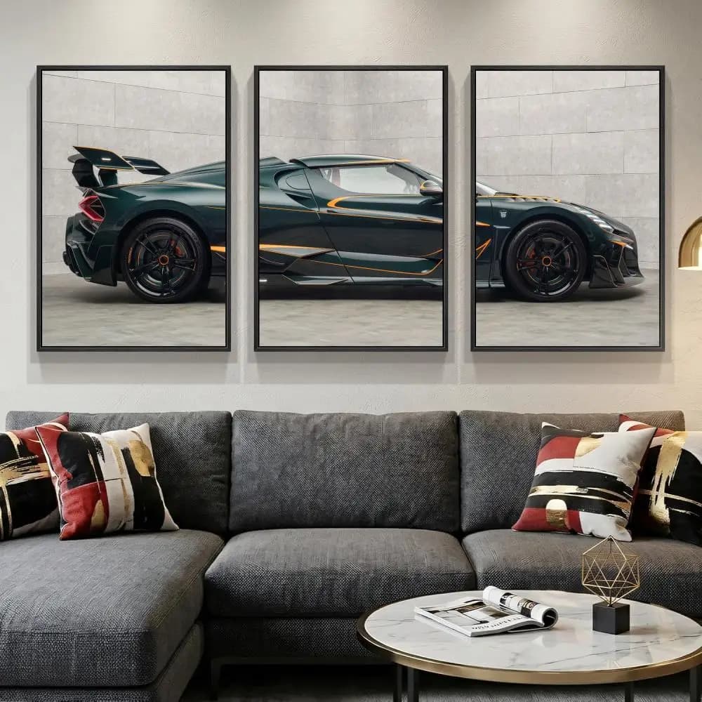 Racing Sports Car Painting Calligraphy 3PCS Canvas Wall Art Modern Posters for Living Room Bedroom Home Decor Decoration Gift