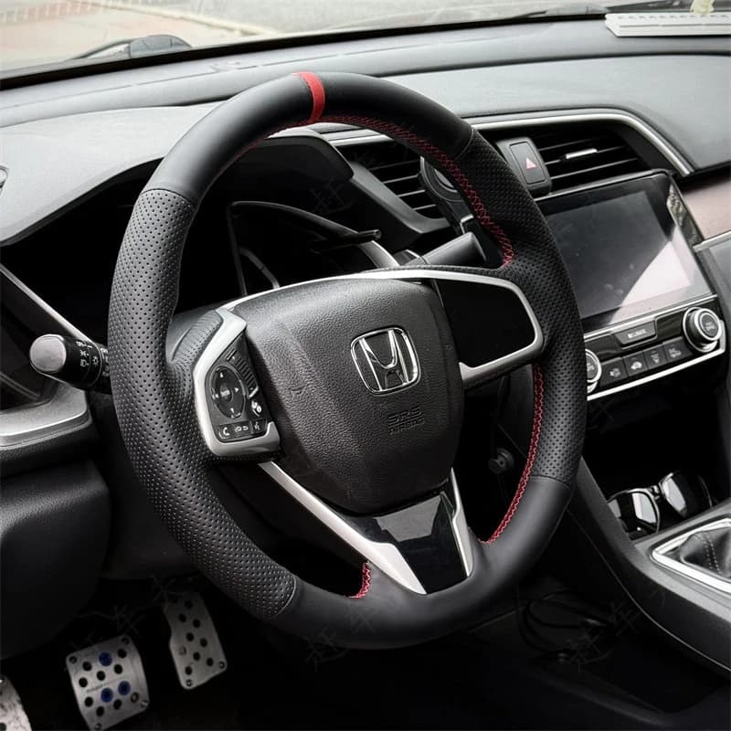 Leather Car Steering Wheel Cover Braid for Honda 10th Gen Civic‌ CRV CR-V 2017-2021 Breeze 2020 2021 Customized Hand Stitched