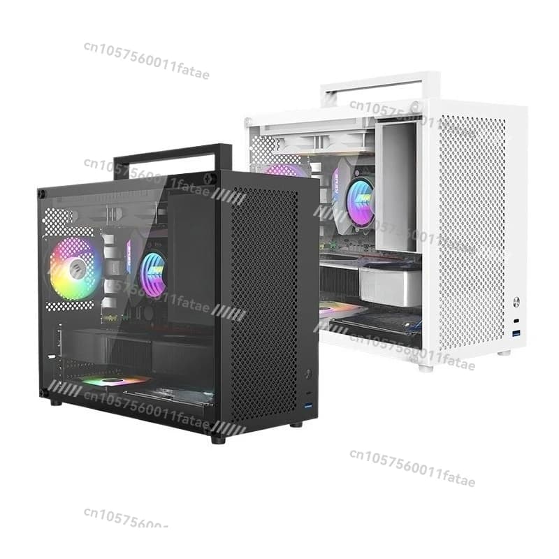 Chassis White Matx Main Board Power Supply Mid Tower Side Through Desktop Mini ITX Computer Empty Case