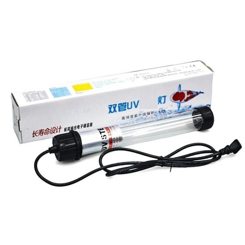 Fish pond double tube self-sinking UV lamp, aquarium koi fish pond UV  algae removal lamp
