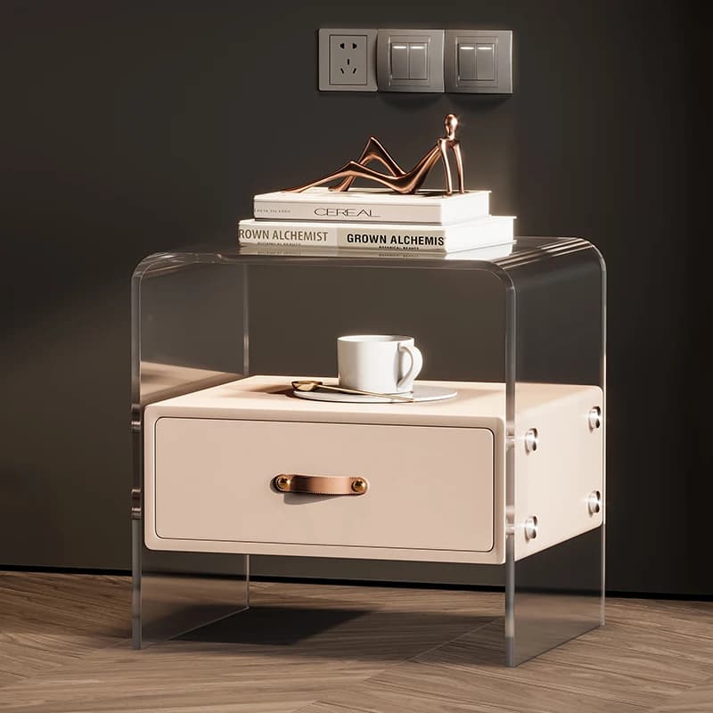 Italian Classic Storage Nightstands Design Beige Narrow Modern Bedside Table Drawer Unique Mesitas De Noche Furniture Home