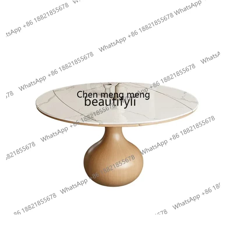 182C Cream wind rock slab dining table and chair combination foldable round home modern simple Nordic ash wood solid wood