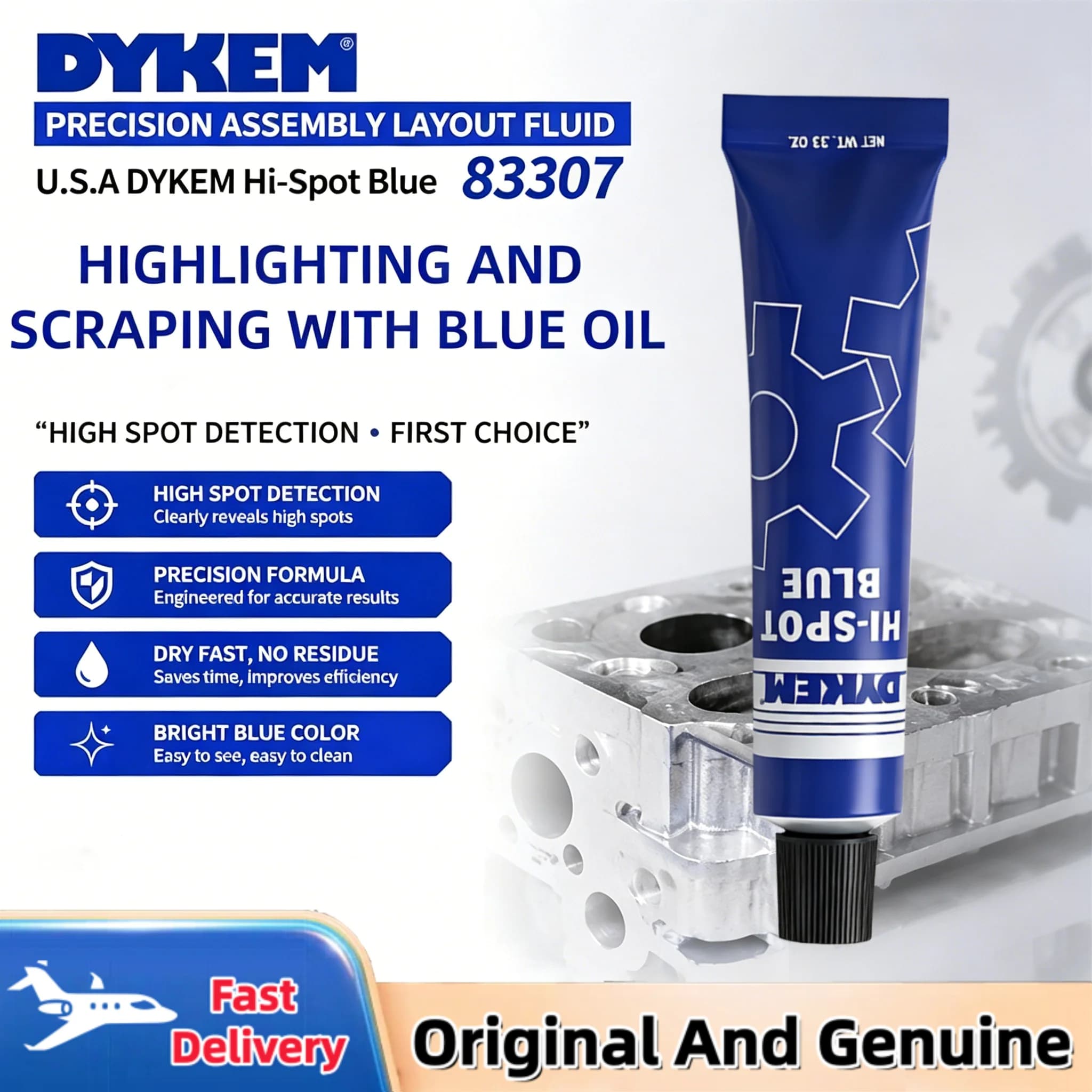 DYKEM 83307 Hi Spot Blue Dye Scraping Indicator 16ML Mechanical Inspection And Testing Blue Liquid for Precision Measurement