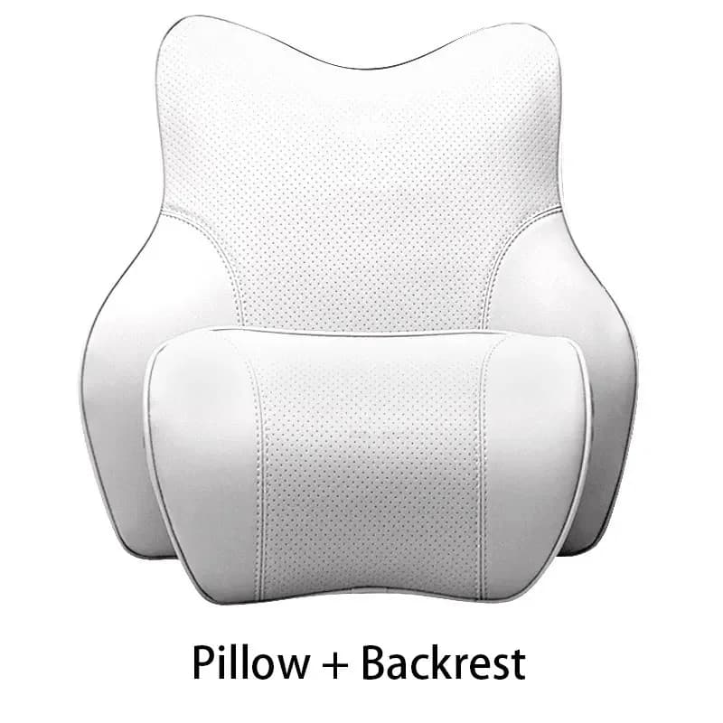 For Tesla Model 3/Y/X/S Car Accessories PU Leather Neck Pillow Memory Foam Pillows Travel Rest Neck Pillow Seat Headrest