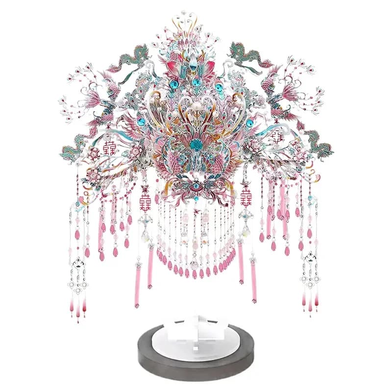 Fendai silver phoenix crown happy fan metal puzzle 3diy three-dimensional handmade toy model