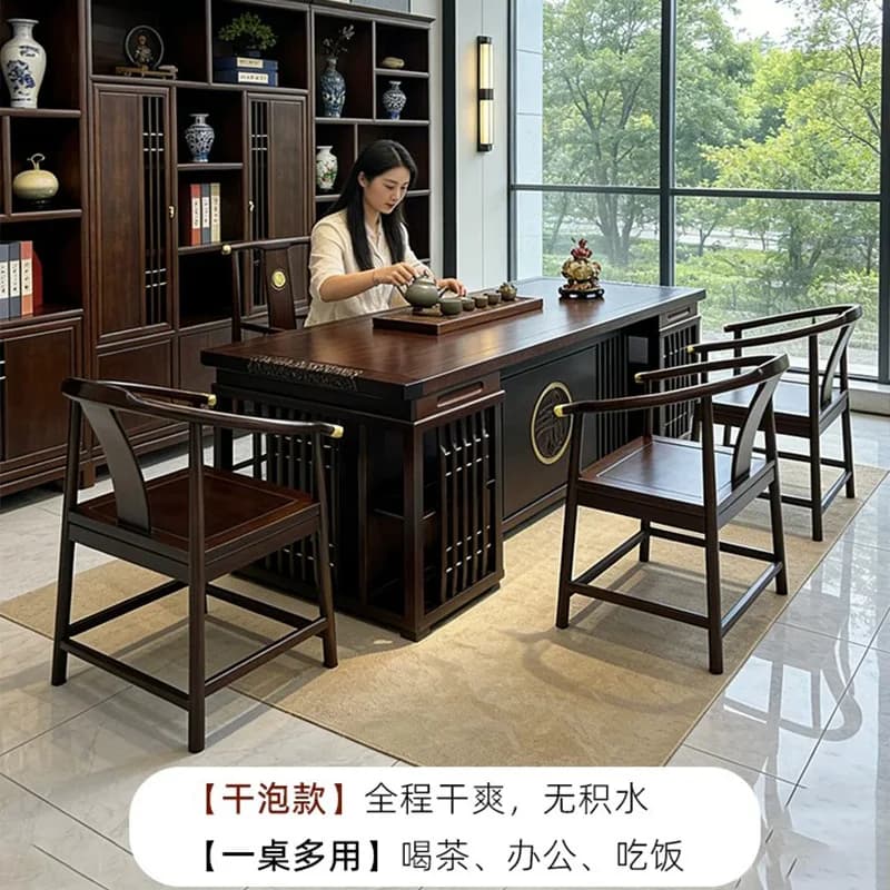 HT New Chinese rosewood all-solid wood tea table and chair drinking tea high-end kung fu tea brewing table spot fast delivery