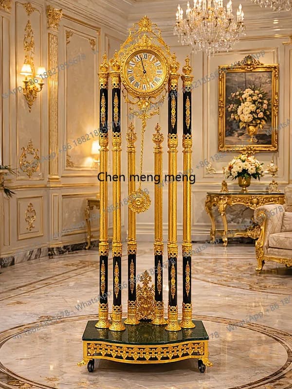 Villa luxury living room floor-to-ceiling standing bell European-style atmospheric machinery guest house pendulum copper