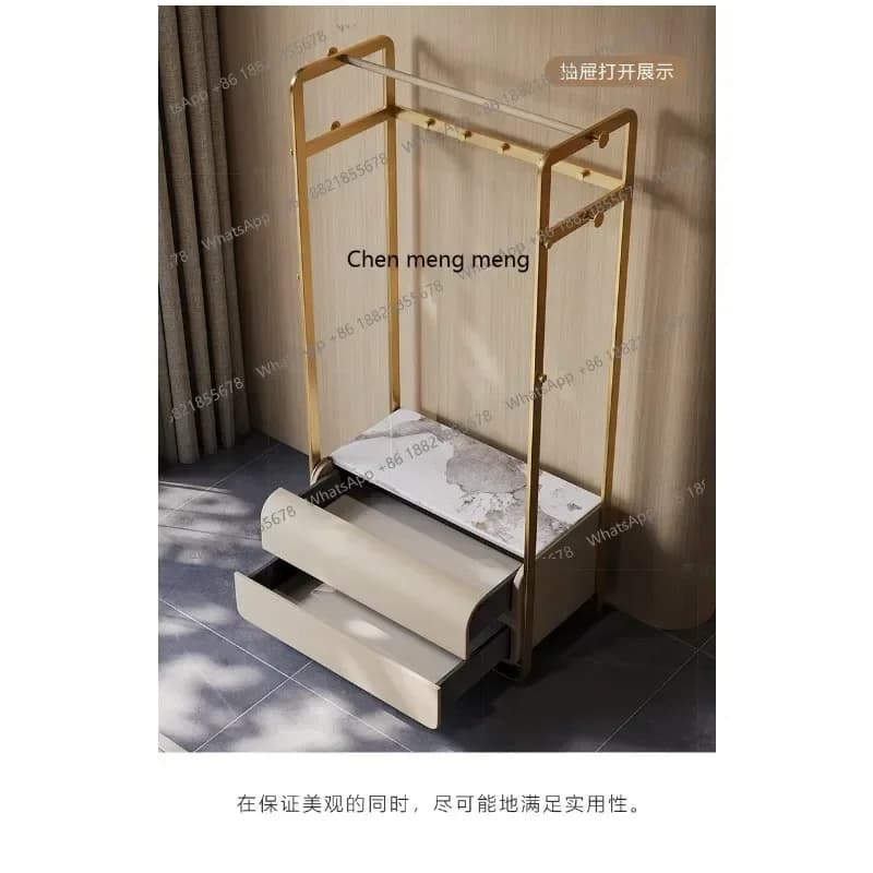 AB03Light luxury coat rack, bedroom household floor-to-ceiling stainless steel, about storage clothes rod