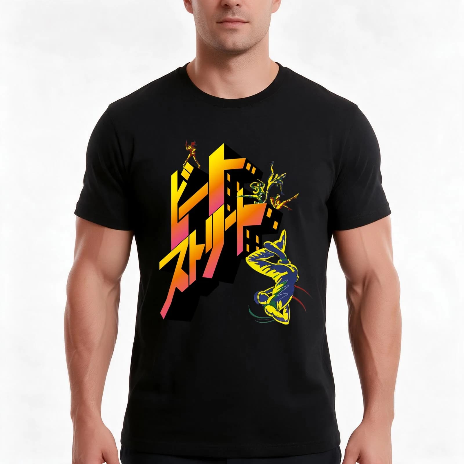 Beat Street Japan T-Shirt, Summer Casual Cotton Tee, Oversized Streetwear Tops, Vintage Graphic Print, Loose Fit Short Sleeve