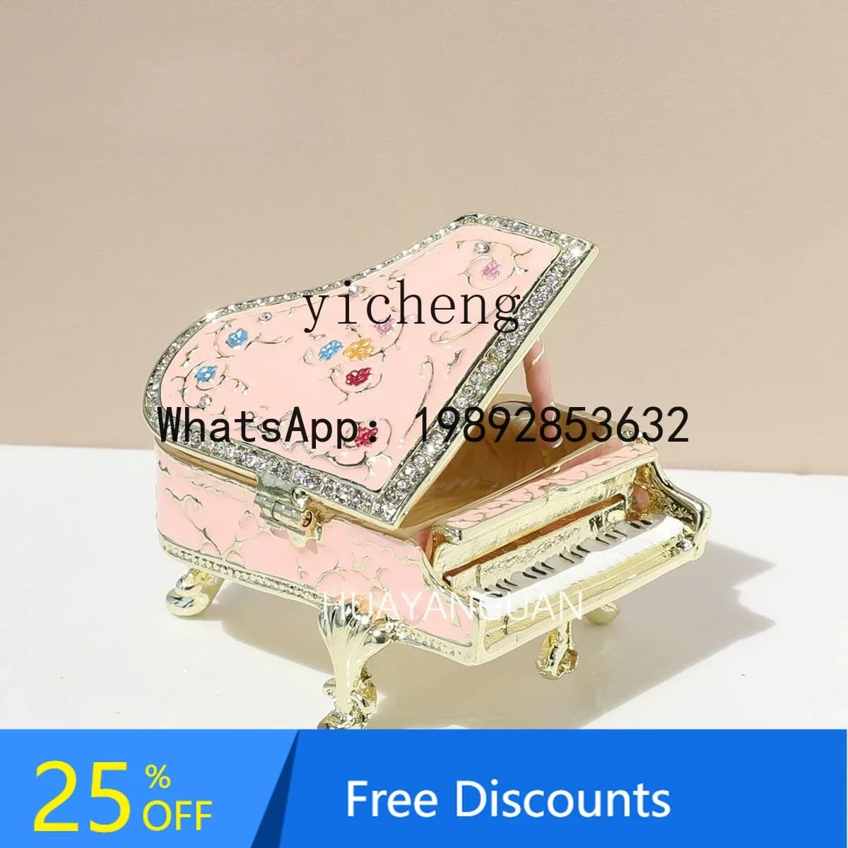European Style Enamel Pink Piano Decorative Small Accessories Storage Jewelry Box
