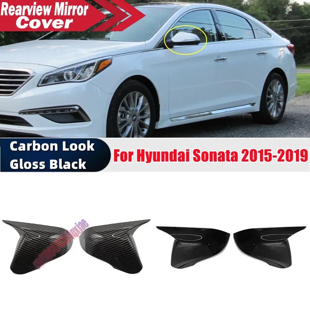 For Hyundai Sonata 2015 2016 2017 2018 2019 Rearview Side Mirror Cover Wing Cap ABS Exterior Door Trim Adhesive Sticker