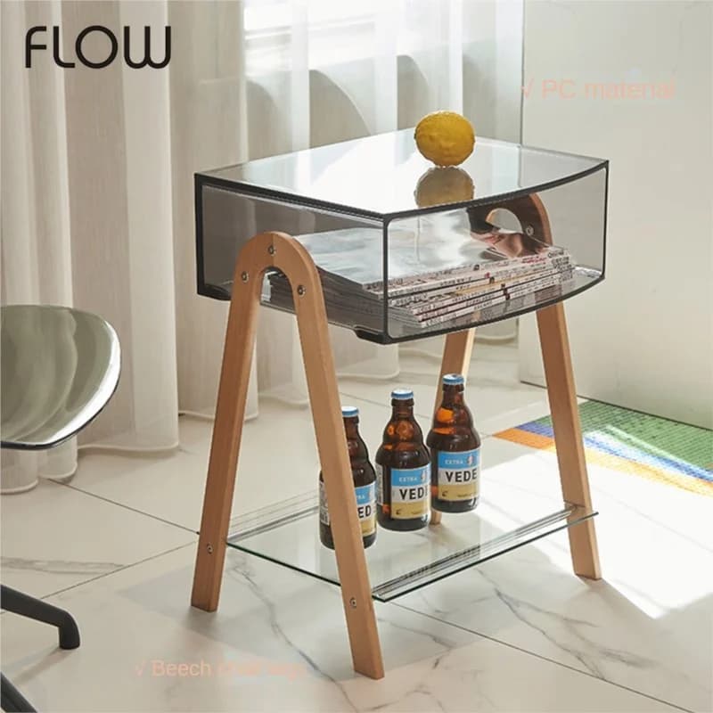 Joylive Home Ins Wind Edge Household Transparent Bedside Table Storage Rack for Households Acrylic Plastic Sofa Corner Table