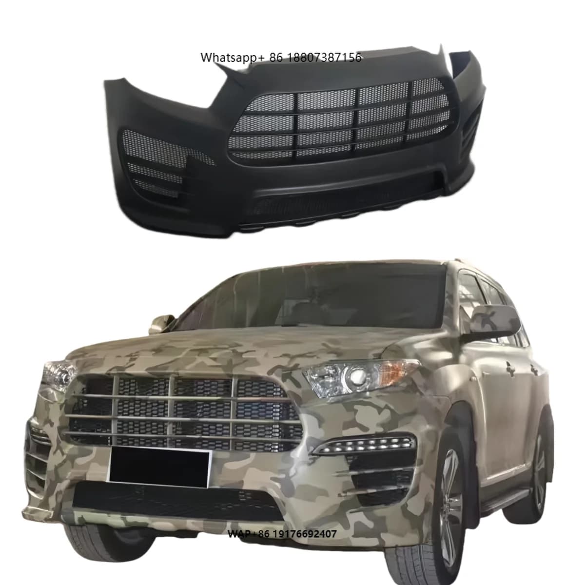 2007-2014 fortoyota Highlander Tuning Body Kit Front Bumper Rear Bumper LED Daytime Running Lights Tail Throat Car Exterior