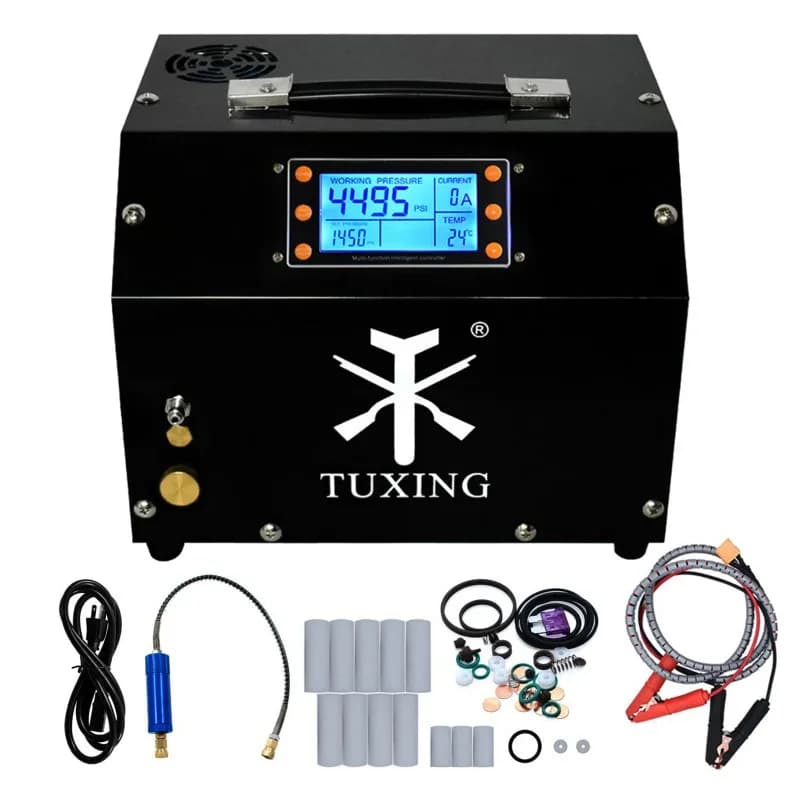 TUXING TXET063 300Bar High Pressure PCP Air Compressor Built-in Power Supply with LCD Display Digital Control System for Airgun