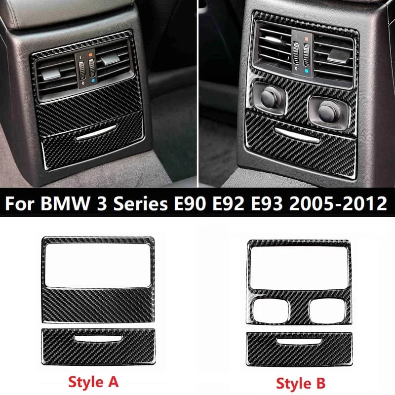 Car Sticker For BMW 3 Series E90 E92 E93 2005-2012 Carbon Fiber Rear Air Condition Outlet Panel Frame Cover Trim 2PCS