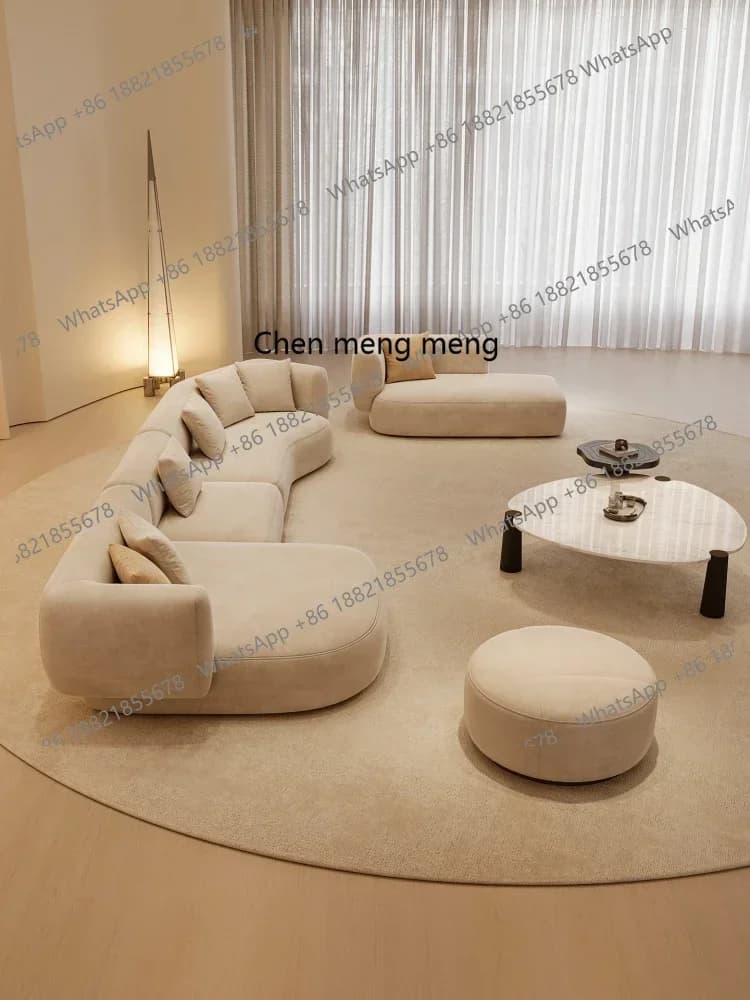 ZJFrosted cloth large flat sofa cream style Italian minimalist combination princess curved sofa