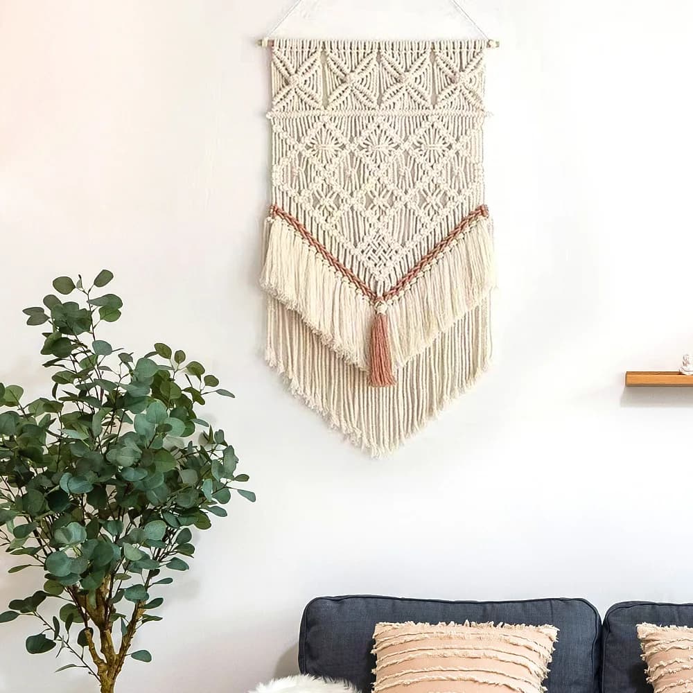 Wall Hanging Tapestry Hand‑Woven Boho Wall Decor Tassel Fringe Wall Art for Living Room Bedroom Apartment Home Decoration.