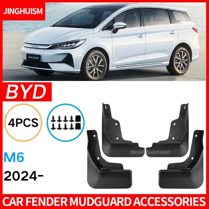 Mudguards for BYD M6 2024 Car Accessories Mud Flaps for Fender Protectors Black Mudguards for Wheel Tire Splash Prevention