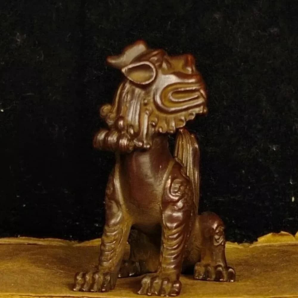 Chinese Bronze Brass Fengshui Kylin Chi-lin Qilin Beast Animal Statue Sculpture