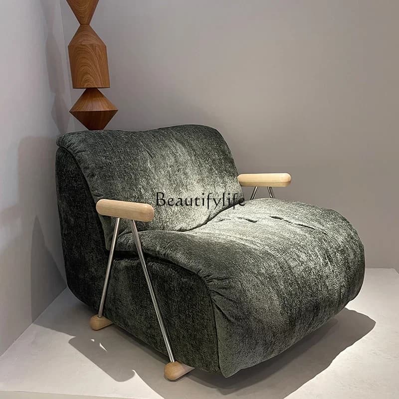 2 yj15 Italian Minimalist Full Genuine Leather Sofa Chair Home Living Room Modern Lounge Chair