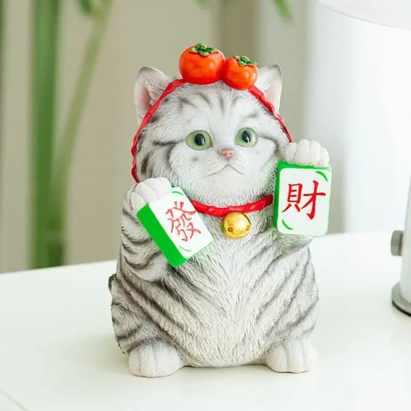 Modern Simulation Wealth Attracting Cat Ornaments,Desktop Living Room Decorations Getting Rich Ornaments,Opening Birthday Gifts