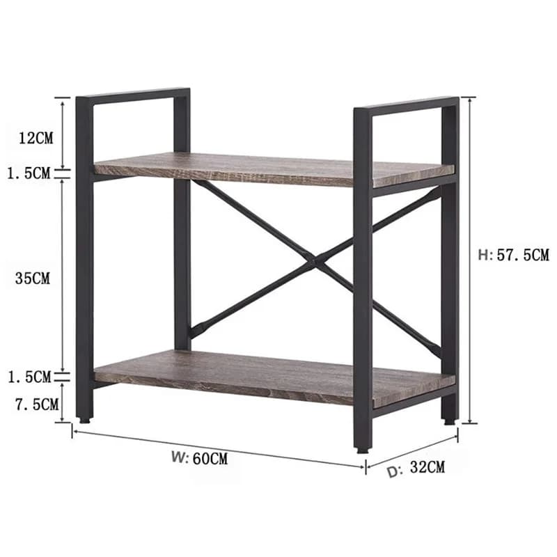 Shelf warehouse floor double-layer storage rack household space-saving storage rack iron wood