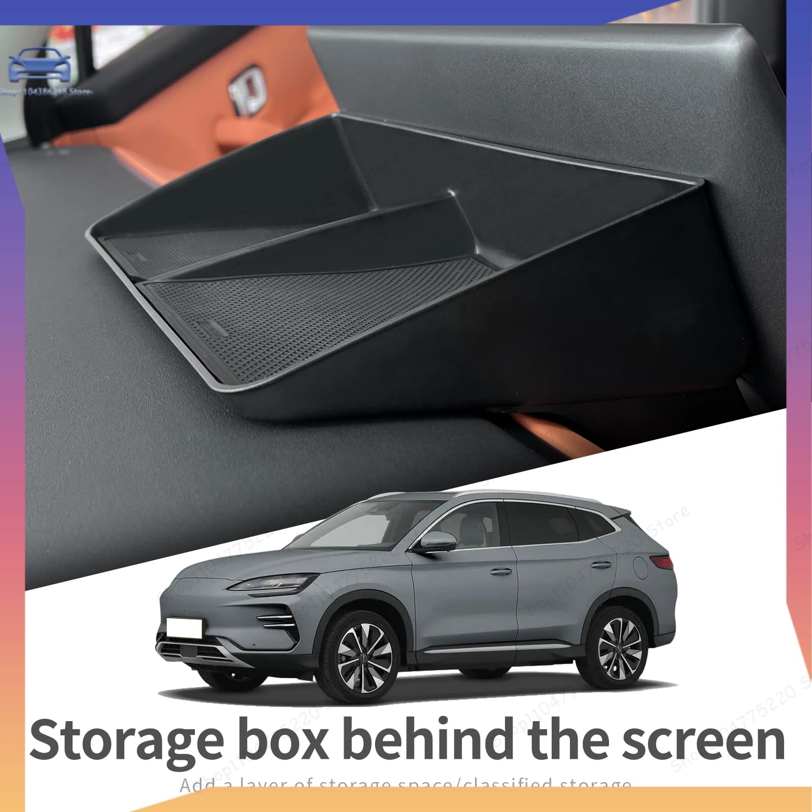 Car Dashboard Tray Center Console Hidden Storage Box Behind Screen Accessories Organizer Tidying For BYD Song Plus EV 2023-2025