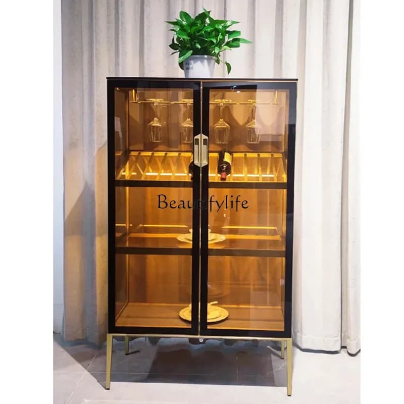 LXItalian light luxury double door minimalist display cabinet living room wall glass door decorative cabinetSSS