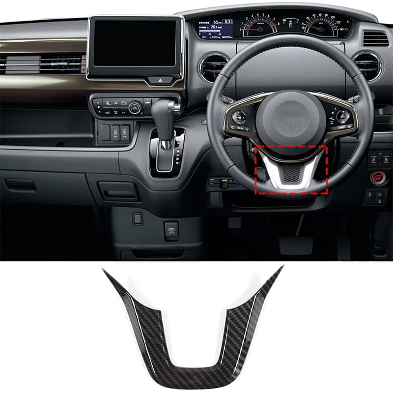 For Honda N-BOX 2017-2021 ABS Carbon Fiber Car Styling Car Steering Wheel Under U-Shaped Frame Sticker Car Accessories
