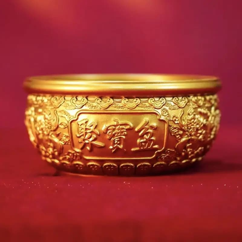 Brass Qiankun Treasure Bowl, a Feng Shui ornament attracting wealth, suitable for office and home decor
