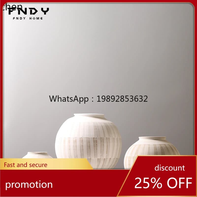 ZML Hand-painted Vase Creative Coarse Pottery Jar Study Room Tea Room Flower Arrangement Decorative Ornament