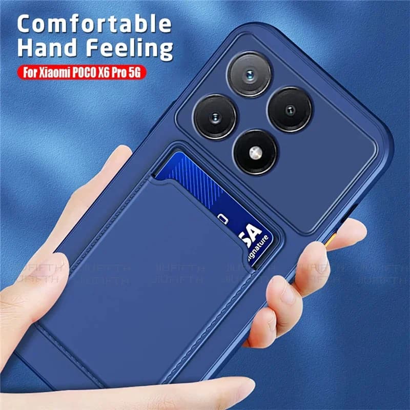 For Xiaomi Poco X7 X 7 X6 X5 X4 X3 Pro 5G NFC GT Silicone Card Slot Phone Case soft wallet holder little F6 M6 M4 pro back cover
