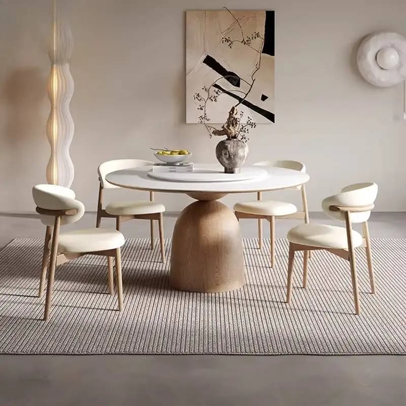 Modern Design Luxury Dining Table White 6 Person Living Room Round Dining Table Faux Marble Nordic Tavoli Da Pranzo Furniture