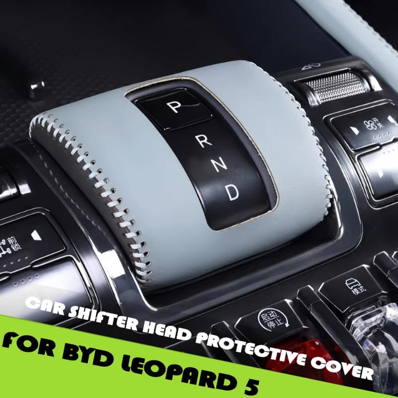 Car Leather Gear Head Cover Fit for BYD Leopard 5 High Quality Modified Auto Suede Gear Head Protective Cover Car Upgrade Parts