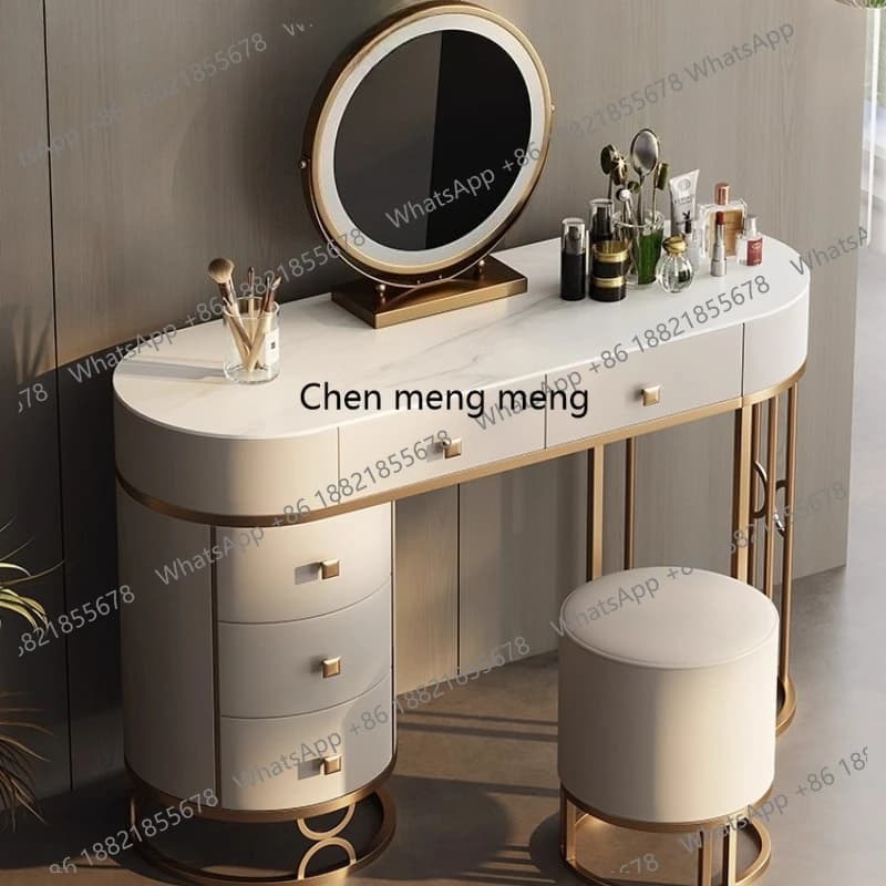 Bedroom furniture Luxury leather Makeup vanity Toiletries illuminated makeup dressing table desk dressers with mirror dresser