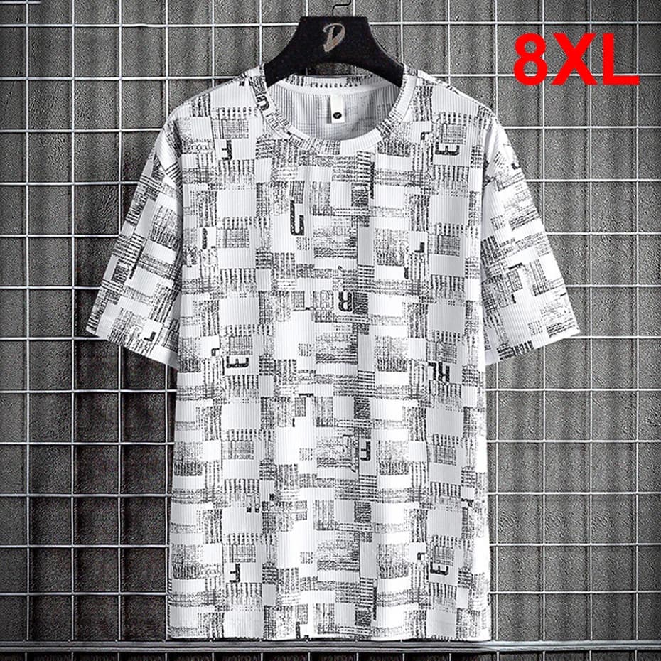 Summer T-shirt Men Short Sleeve T-shirts 8XL Plus Size Fashion Casual Print Tops Tees Male Big Size Tshirt