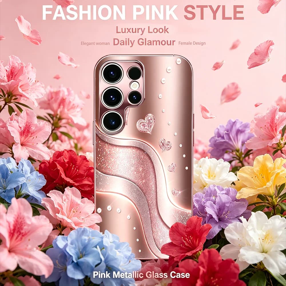 Love Fashion Texture Phone case s26 ultra case Glass phone case for Samsung Galaxy S26/S25/S24/S23/S22 FE Ultra Plus Shockproof